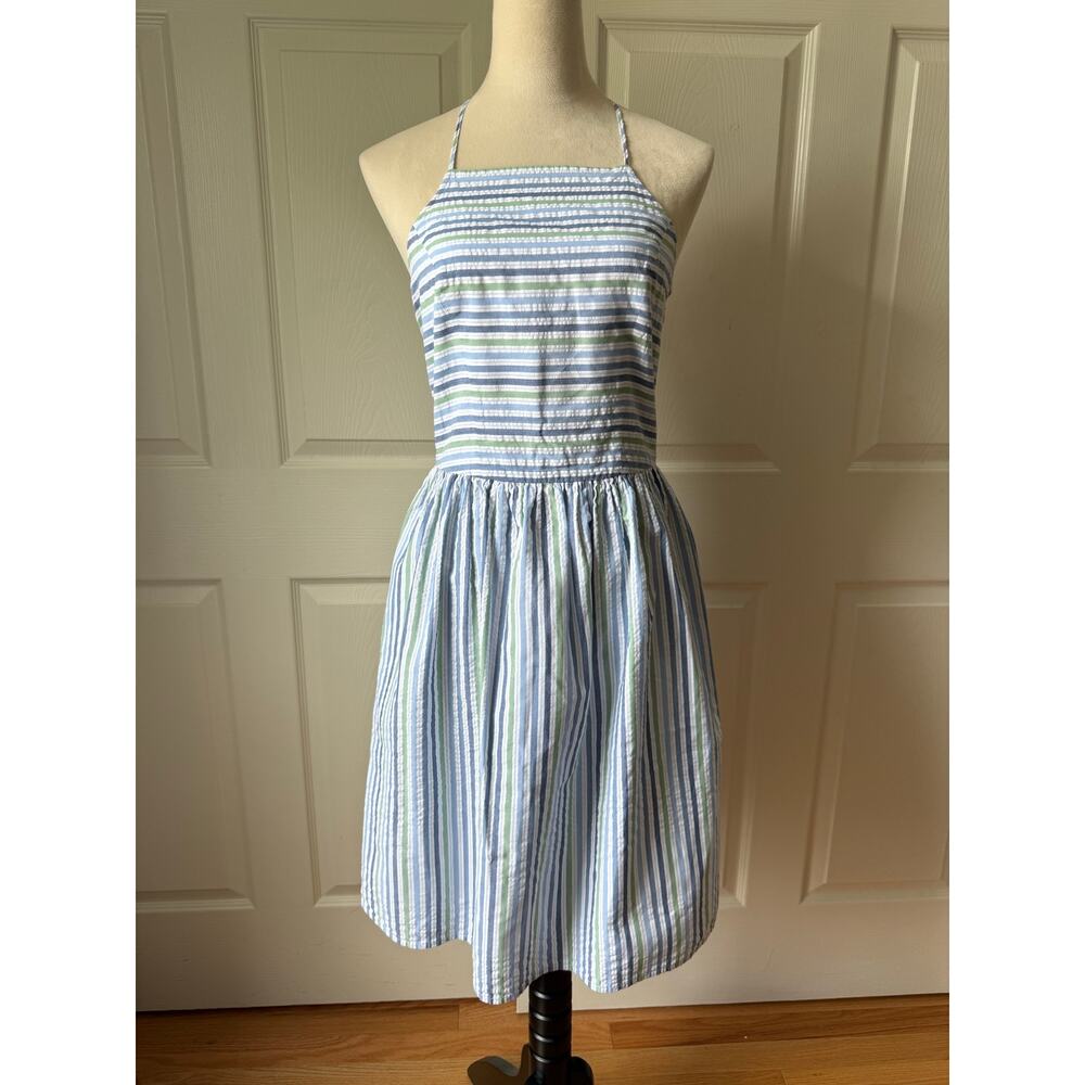 Brooks Brothers Red Fleece Seersucker Halter Dress NWT Size 2 100% Cotton Preppy